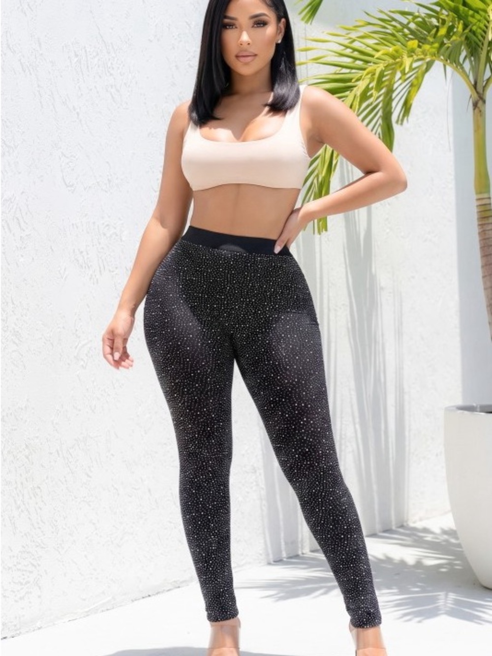 Women’s Black Sparkle High-Waist Leggings P-82002-2CLR5
